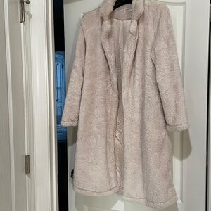 Women's Cream Faux Fur Coat